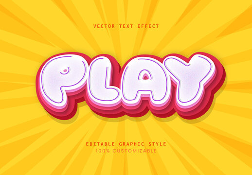 Red and Yellow Kids Text Effect Bold Font. Playful Text Effect