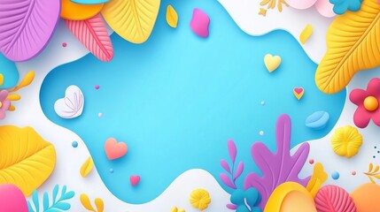 Vibrant Floral 3D Papercut Background:  A Colorful Springtime Design