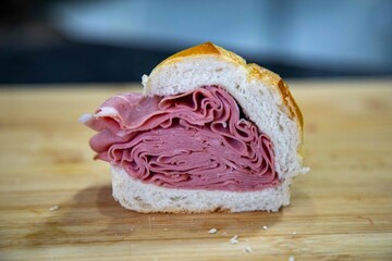 Traditional Brazilian mortadella sandwich