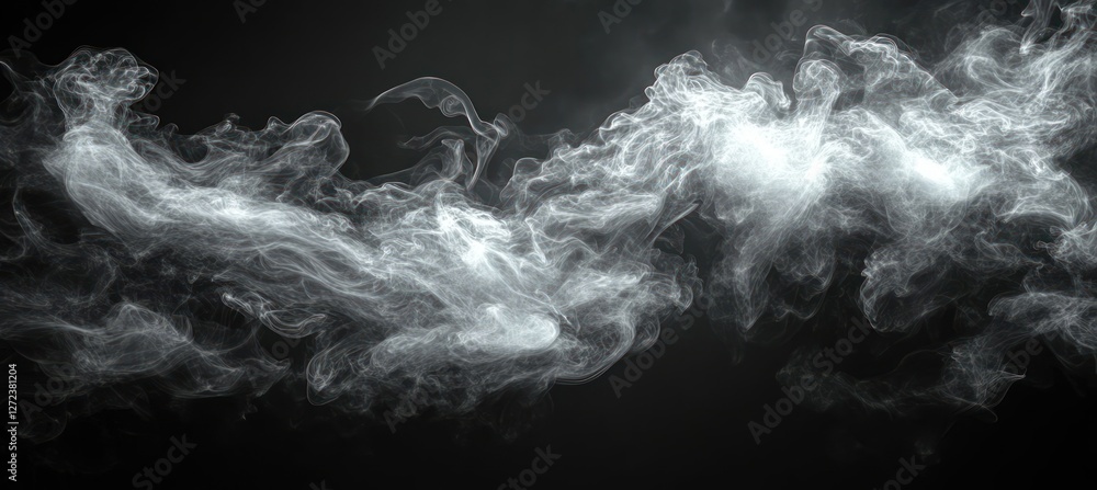 Poster abstract smoke patterns in dark background soft light fluid motion mist fog cloud design