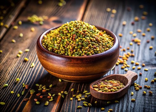Macro Photo of Syrian Rue (Peganum Harmala) Seeds in Bowl - Herbal Medicine & MAOI