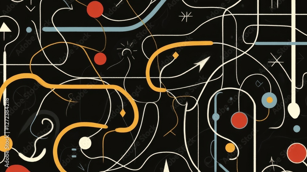 Poster abstract art: intertwined lines and shapes