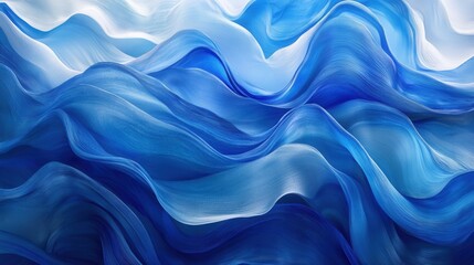 Obraz premium Abstract blue fabric waves, flowing smoothly. Perfect for backgrounds, websites, or designs needing a calming, elegant feel.