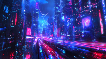 Obraz premium futuristic cyberpunk cityscape