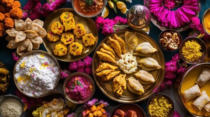 Fototapeta premium A table full of food with a lot of different dishes and bowls