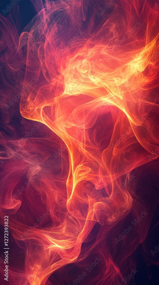 Poster fiery abstract art with dynamic flowing patterns and intense warmth evoking energy and passion