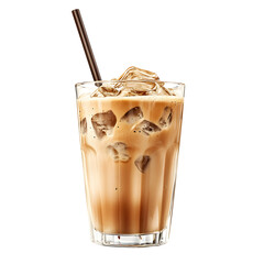 Iced Coffee Beverage Served In A Glass With Straw Ice Cubes Creamy Texture And Flavorful Aroma. A