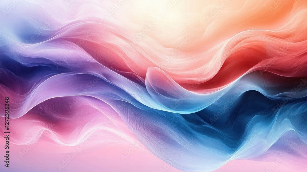 Poster pastel wave abstract fluid art with soft curves and gentle gradient