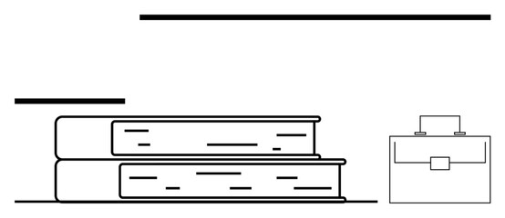 Stacked books and a briefcase represent knowledge and professionalism. Ideal for education, career planning, business learning, professional growth, productivity, minimal design, abstract line flat