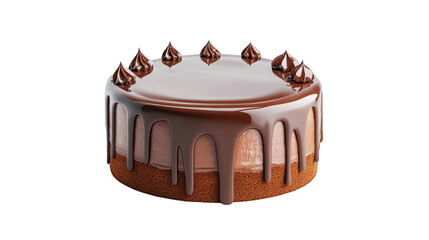 A chocolate cake with chocolate drizzle on top