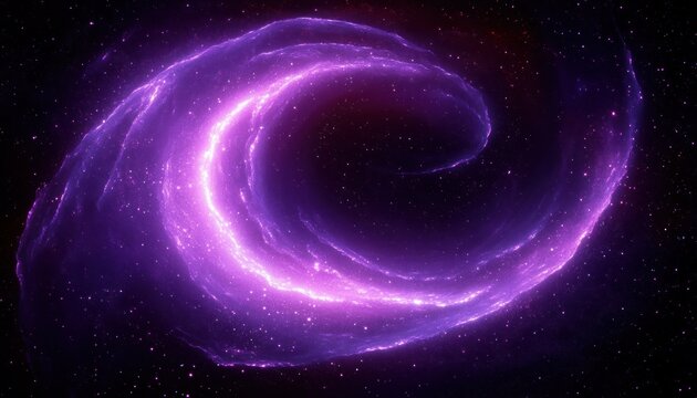 Cosmic Purple Swirl Light with Ethereal Nebula in Dark Starry Background