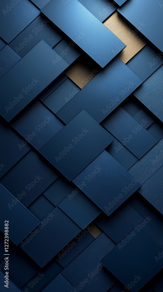 Poster abstract geometric background: deep blue and gold tiles create a textured modern and elegant pattern