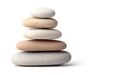 Fototapeta premium Balanced stones, zen, calm, white background, spa