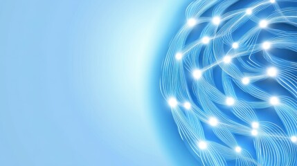 Abstract Network Concept with Bright Lines and Dots on Blue Background