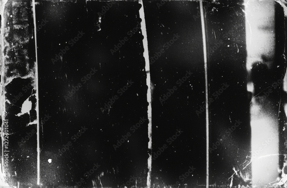 Poster abstract black and white film negative with blank spaces and empty strips for creative use