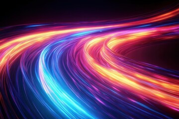 Obraz premium Dynamic Neon Ring and Tube Abstract Composition with Curves and Light Trails