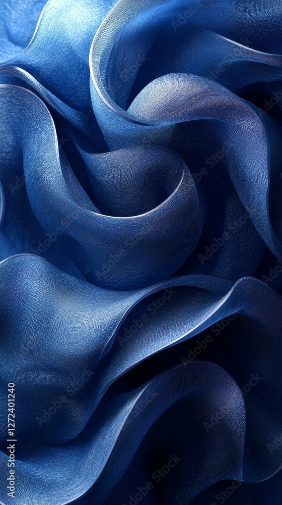 Poster abstract blue fabric: flowing and textured creating a dynamic eye catching visual