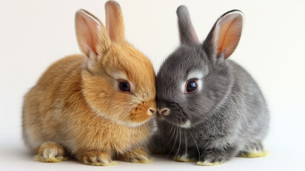 Fototapeta premium Adorable Baby Rabbits in Various Colors and Poses, 