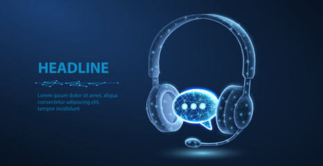 Customer service. Support call, live advice, phone bot, chat headphone