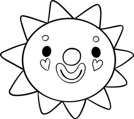 Clown Sun Outline Hand Drawn