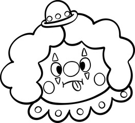 Cheeky Face Clown outline doodle hand drawn
