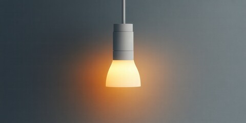 Hanging Light Lit bulb illuminates dark room. Symbolizes ideas or inspiration