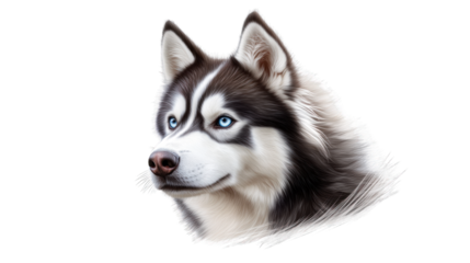 A dog with a blue eye and a black nose