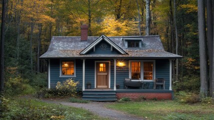 Cozy Autumn Cottage Nestled In Woods
