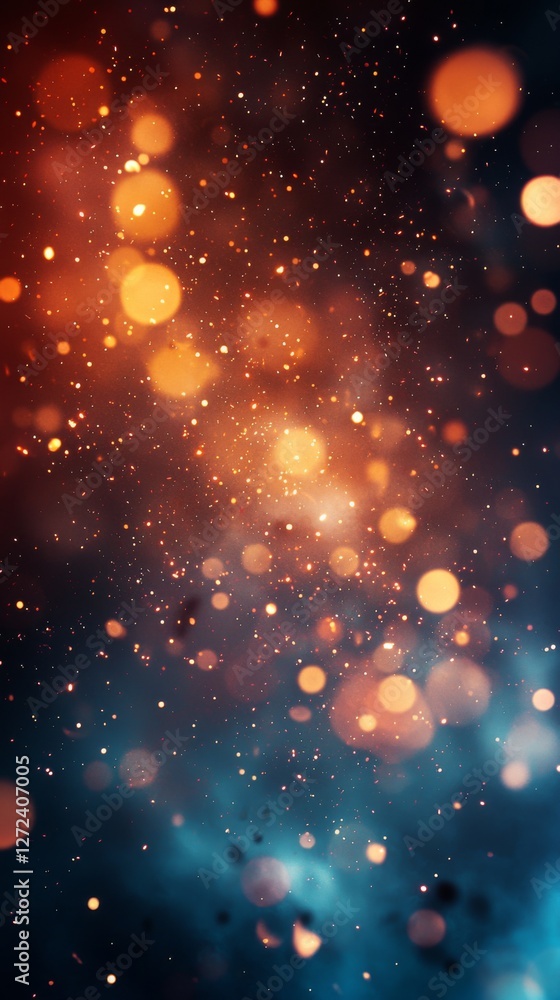 Poster abstract glowing particles float against a gradient backdrop creating a dynamic and ethereal effect