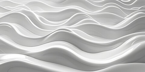 Obraz premium A modern abstract 3D rendering of smooth, white, flowing waves with a glossy surface, creating a futuristic and elegant aesthetic that conveys motion, fluidity, and minimalistic design.