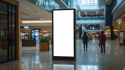 Digital signage screen in a mall aisle, enhancing the shopping experience