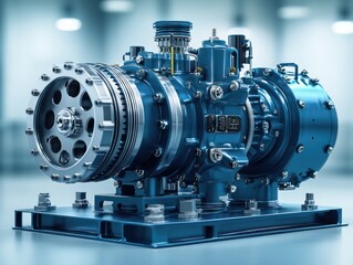 Obraz premium Electric Water Pump with Glossy Blue Finish
