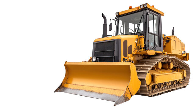 A yellow bulldozer with a large blade on the front