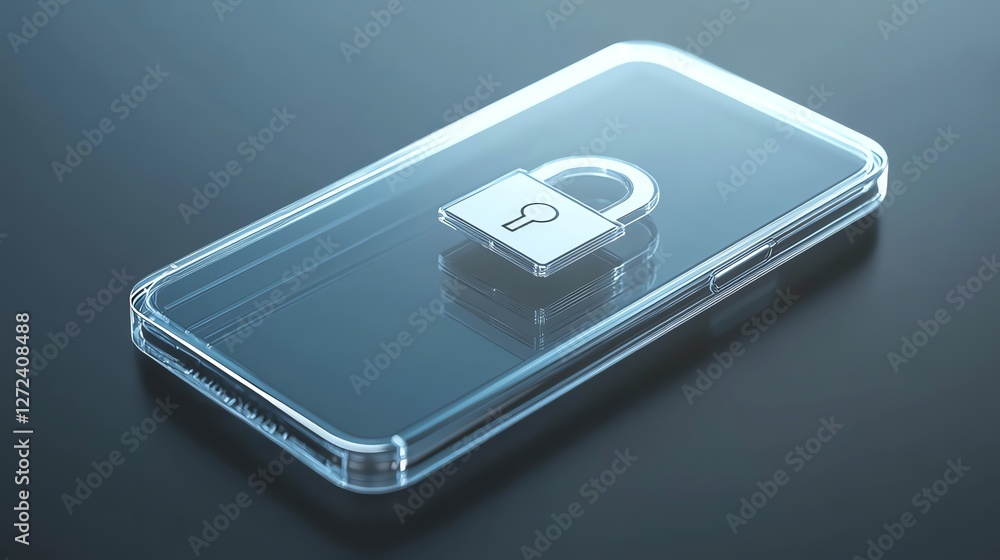 Aufkleber transparent smartphone with a digital lock symbolizing security in technology and data protection