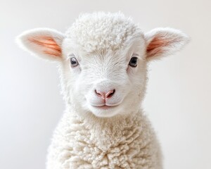 Obraz premium Cute Lamb Fluffy Wool Hyper Realistic Easter Spring Animal Welfare Young Offspring