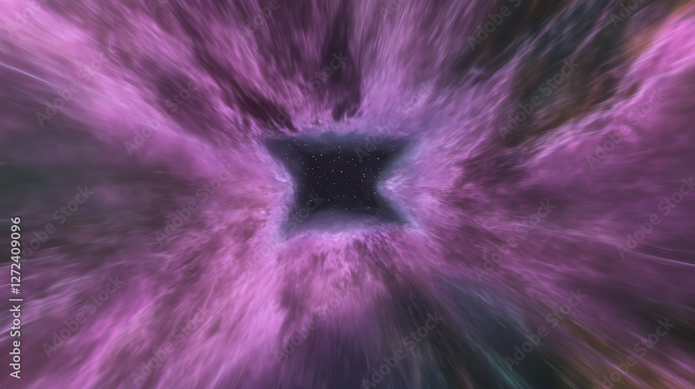 Poster cosmic vortex of light and color celestial phenomenon hyperspace tunnel through the universe abstrac