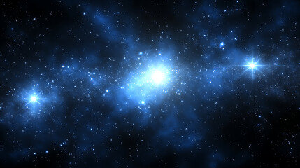 Obraz premium Cosmic Symphony of Stars and Nebulae in the Vast Expanse of Space Deep Blue Galaxy.