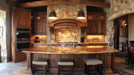A modern home kitchen with a balanced layout, ensuring the stove is positioned correctly