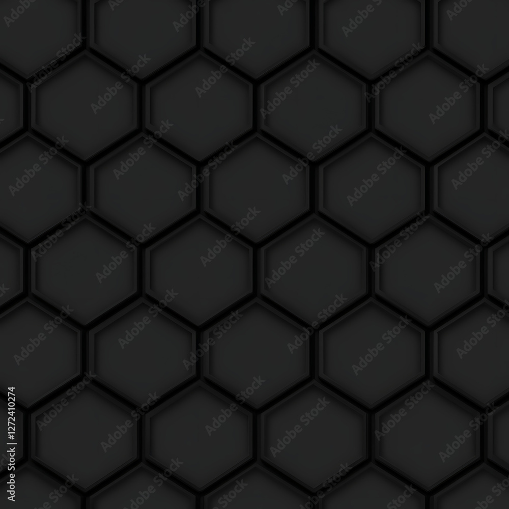 Poster dark geometric hexagonal pattern seamless modern background subtle black aesthetic texture design.