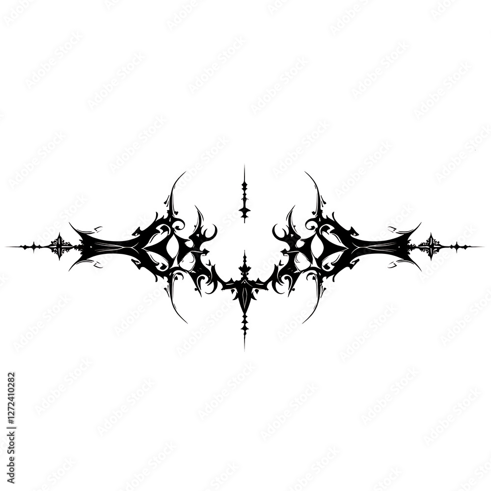Aufkleber dark gothic ornament symmetrical decorative design graphic resource with spikes and sharp edges.