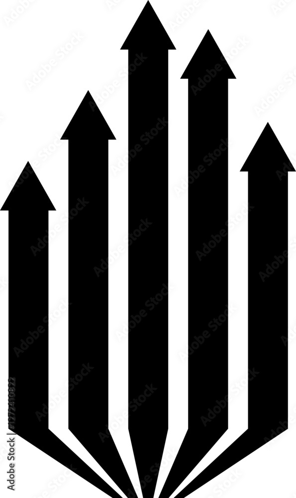 Sticker abstract perspective line stripes arrow in black with 3d dimensional effect isolated on white.
