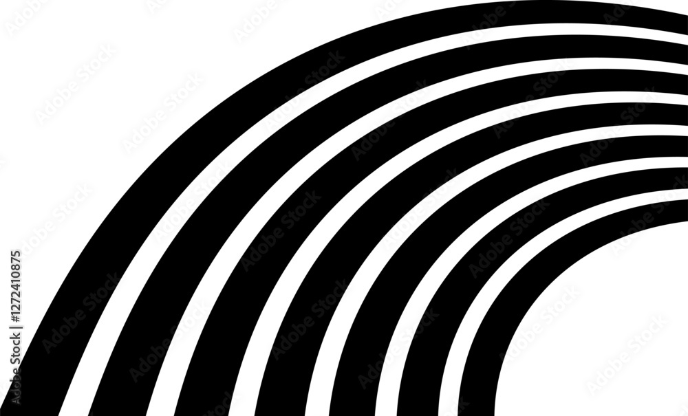 Sticker abstract perspective line stripes in black color with 3d dimensional effect isolated on white.