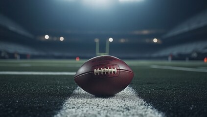 American football on the field at night. Ready for the big game!