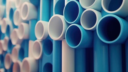 Blue, white pipes; wall texture; abstract