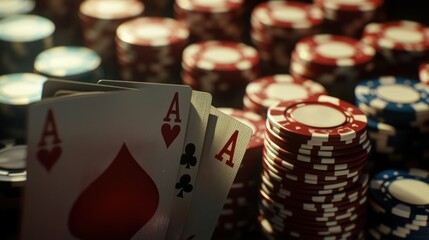 Casino Poker Aces, Chips, Gamble