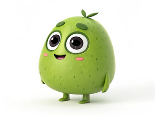 funny green cartoon character isolated white background 