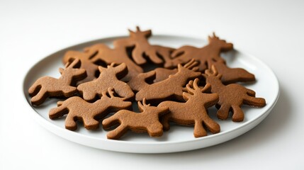 Festive reindeer cookies on plate