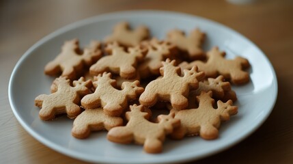 Reindeer cookies on plate, kitchen table