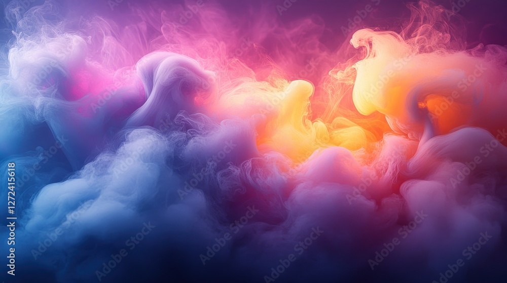 Poster Dynamic Abstract Colorful Explosion of Pigment Clouds
