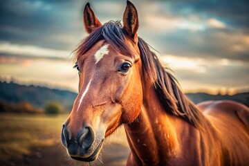 Obraz premium Majestic Brown Horse Portrait: Documentary Style Equestrian Photography